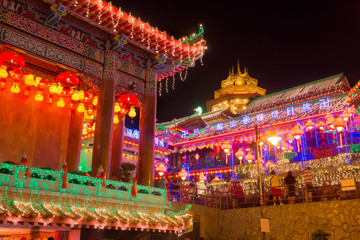 Beautifully lit-up Kek Lok Si temple in Penang during the Chines