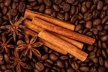 coffee beans and cinnamon