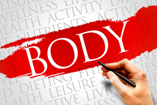 BODY word cloud, fitness, sport, health concept