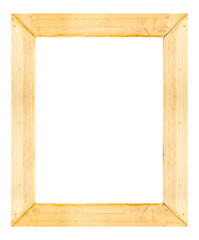 Light wooden frame isolated on white background.