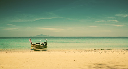 Fototapeta premium Beautiful tropical beach, Thailand - retro style postcard