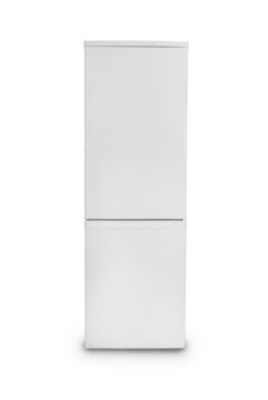 closed refrigerator isolated on white background