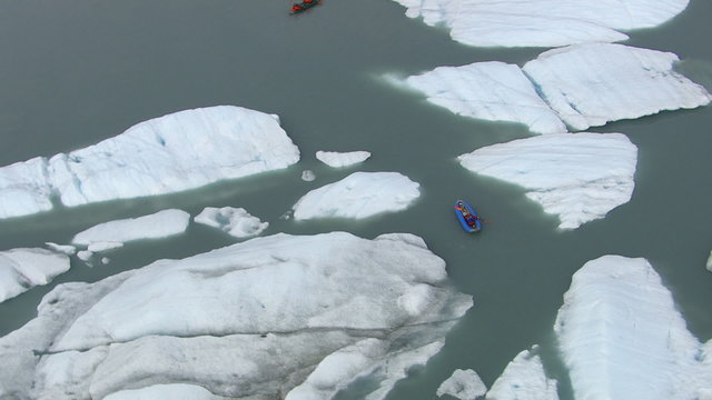 Kayaking by icebergs and glacier, Alaska