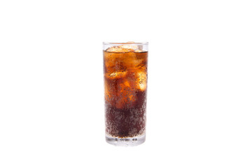 Cola in highball glass isolated on white background