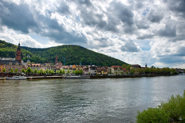 Fototapeta na wymiar Old Town Heidelberg from Opposite River Bank