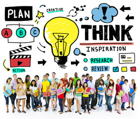 Obraz premium Think Inspiration Knowledge Solution Vision Innovation Concept