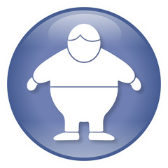 Blauer Button: Adipositas, Vektor, freigestellt