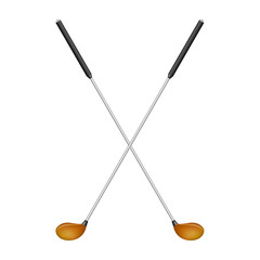 Crossed golf clubs in retro design