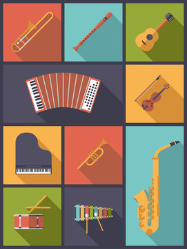 Musical Instruments Icons Vector Illustration