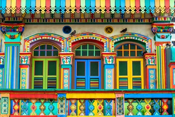 Fotobehang Facade of the building in Little India, Singapore © f11photo