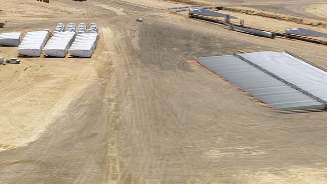 California, USA -Aerial shot of wind farm construction site