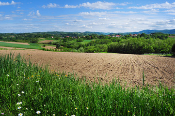 Plowed field in the countryside