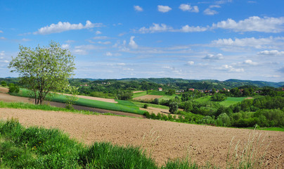 Plowed field in the countryside