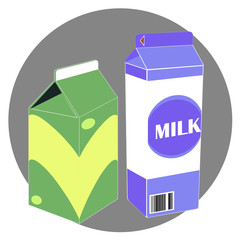  Vector milk carton pack, illustration of a milk carton, related to food, beverage, health care, kids, and schools.
