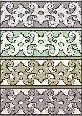 5 Set of decorative borders vintage style silver