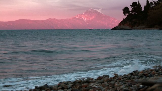 Sacred mount Athos at sunset,Greece