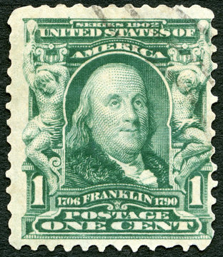 USA - 1903: shows portrait of Benjamin Franklin (1706-1790)