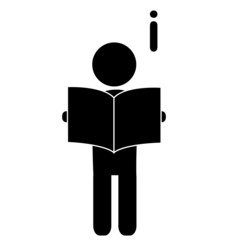 Read book man flat icon pictogram isolated on white background