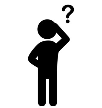 Man with question mark flat icon pictogram isolated on white bac