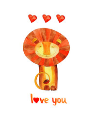 Lion. Love you. Watercolor - 84848567