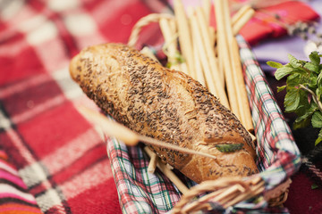 Bread on plaid