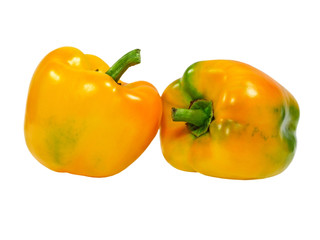 Two ripe yellow peppers.Isolated.