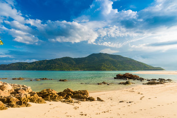 Blue sky with beach and tropical sea
