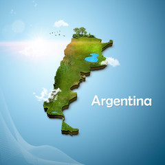 Realistic 3D Map of Argentina