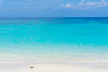 Fototapeta na wymiar Tropical beach with blue Sky and sea.
