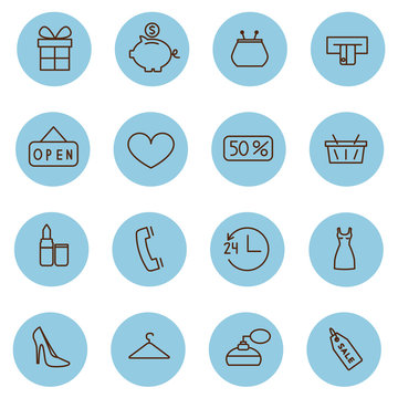 Set of shopping line vector icons