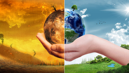 Global Warming and Pollution Concept - Sustainability (Elements of this image furnished by NASA) - obrazy, fototapety, plakaty