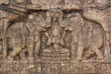Beautiful carved 800-years old stone in Polonnaruwa, Sri Lanka
