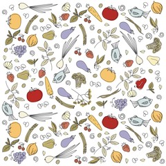 scattered vegetables pattern