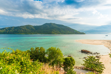 Beach and tropical Andaman sea with blue sky