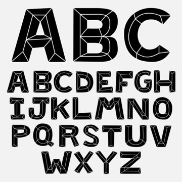 doodle bevel alphabet black and white set