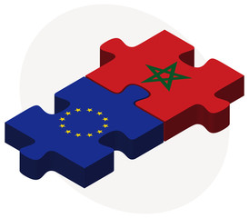 European Union and Morocco Flags in puzzle