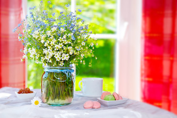 Wild flowers  and macarons.