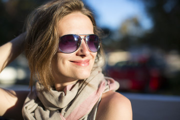portrait of a beautiful girl with sunglasses