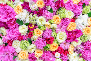 Peony and roses wedding composition