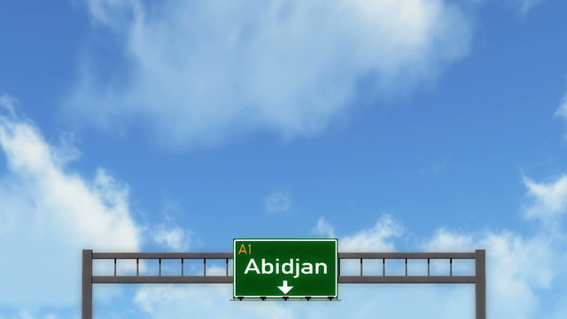 Passing under Abidjan Ivory Coast Highway Road Sign 
  