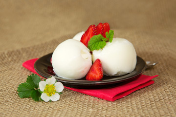 Ice cream with strawberry  .