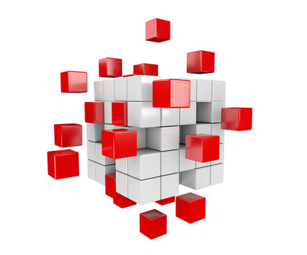 3D red and white cubes