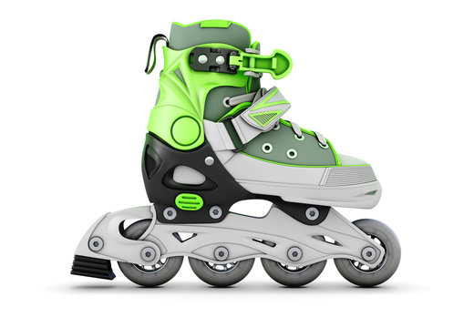 Green roller skate side view