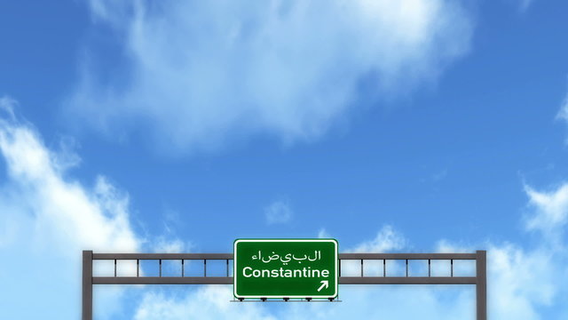 Passing under Constantine Algeria Highway Road Sign 
  