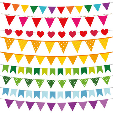 Colorful bunting flags set