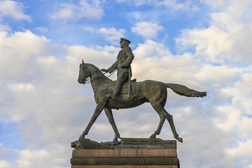 Obraz premium Monument Georgy Zhukov on Manege Square in Moscow, Russia