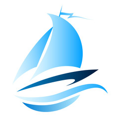 Sport yacht on waves