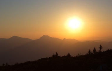 sunset over the Mala Fatra mountains, Slovakia