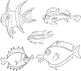 Obraz premium Coloring with Tropical Fish