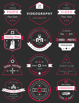 Vector Set of Badges Photography and Videography